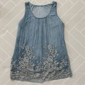 Soft Surroundings Sophia Silk Embroidered Sleeveless Tunic Women’s Size M
